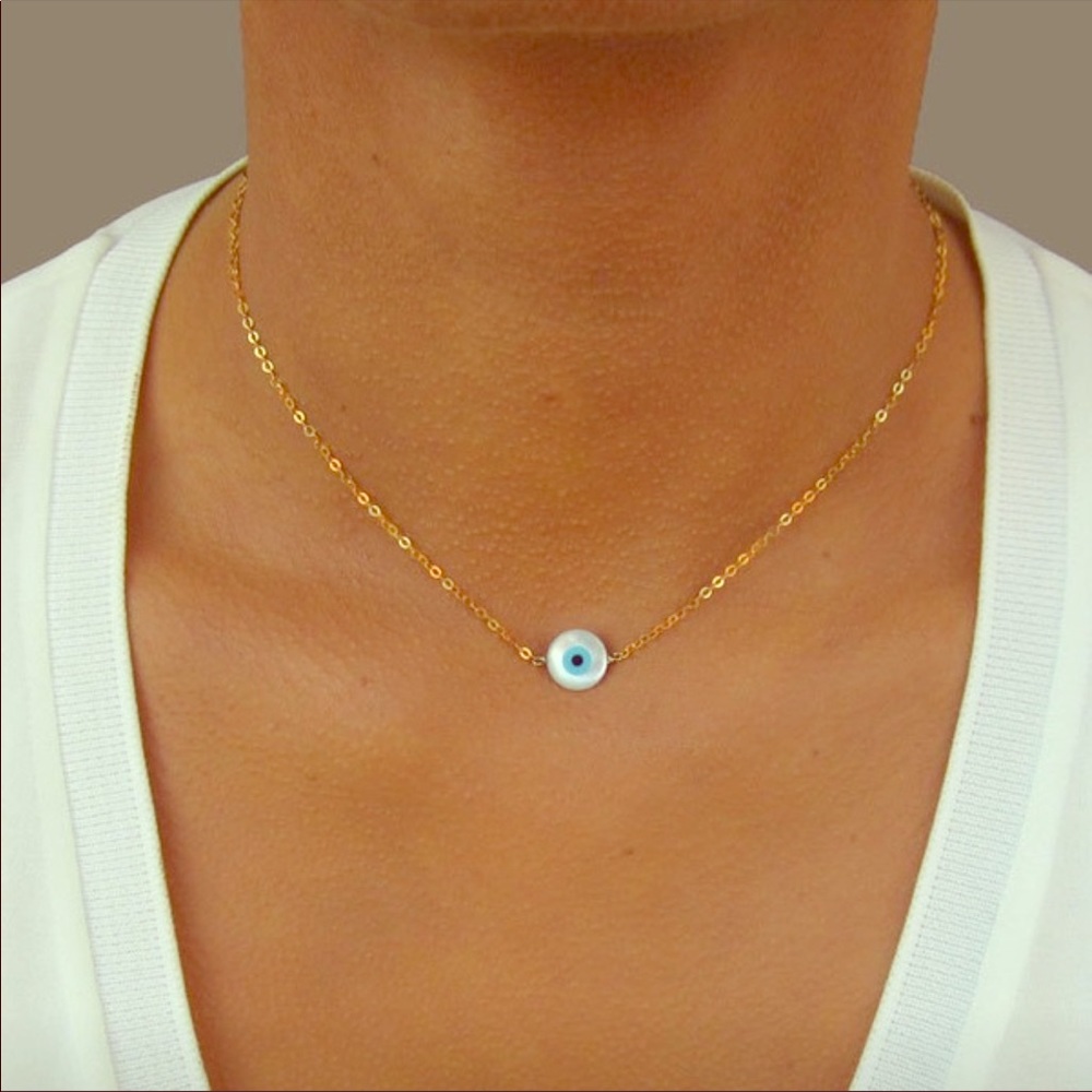 White Evil Eye Necklace